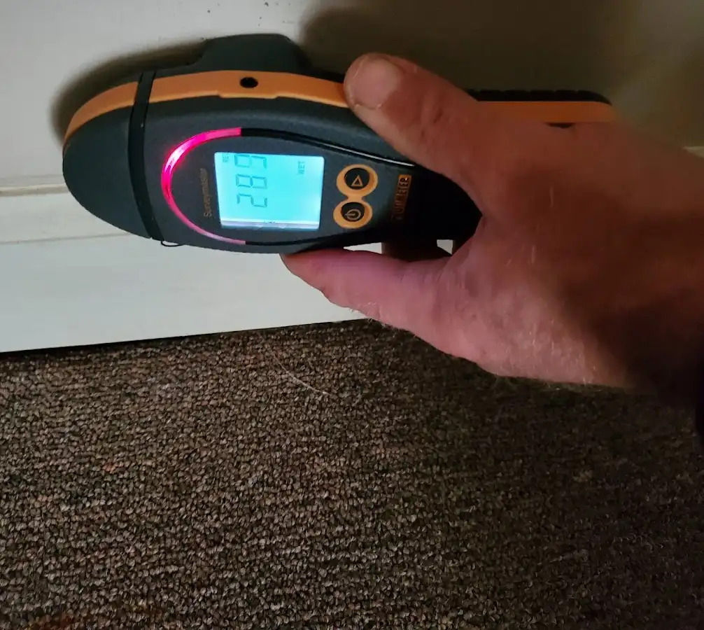 Moisture detection at baseboard during Mold Inspection & Testing in Vallejo